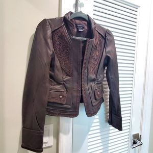 leather jacket. beautiful chocolate brown.